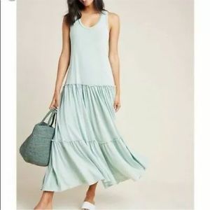 ANTHROPOLOGIE  Tiered Sleeveless Dress By Sundry Mint Green Size Large $148